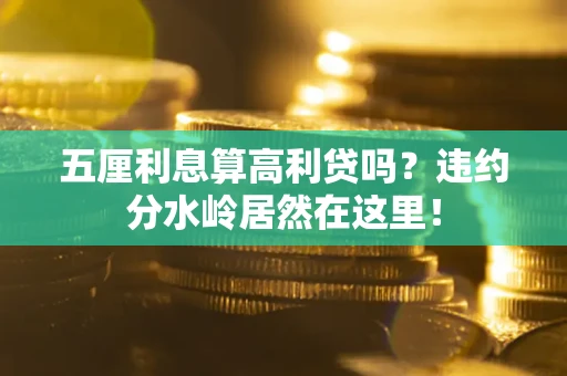 武汉五厘利息算高利贷吗？违约分水岭居然在这里！